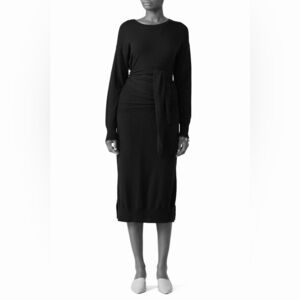 Black White + Warren Tie Waisted Midi Dress sweater size small